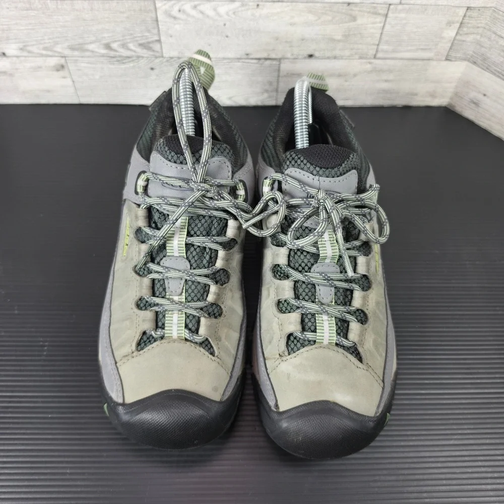 Keen Targhee II Waterproof Hiking Shoes Womens Grey Green Low Top Trail Sneakers